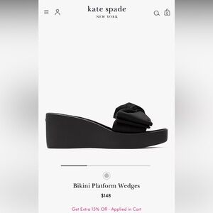 Kate Spade Black Bikini Platform Wedges Size 9
